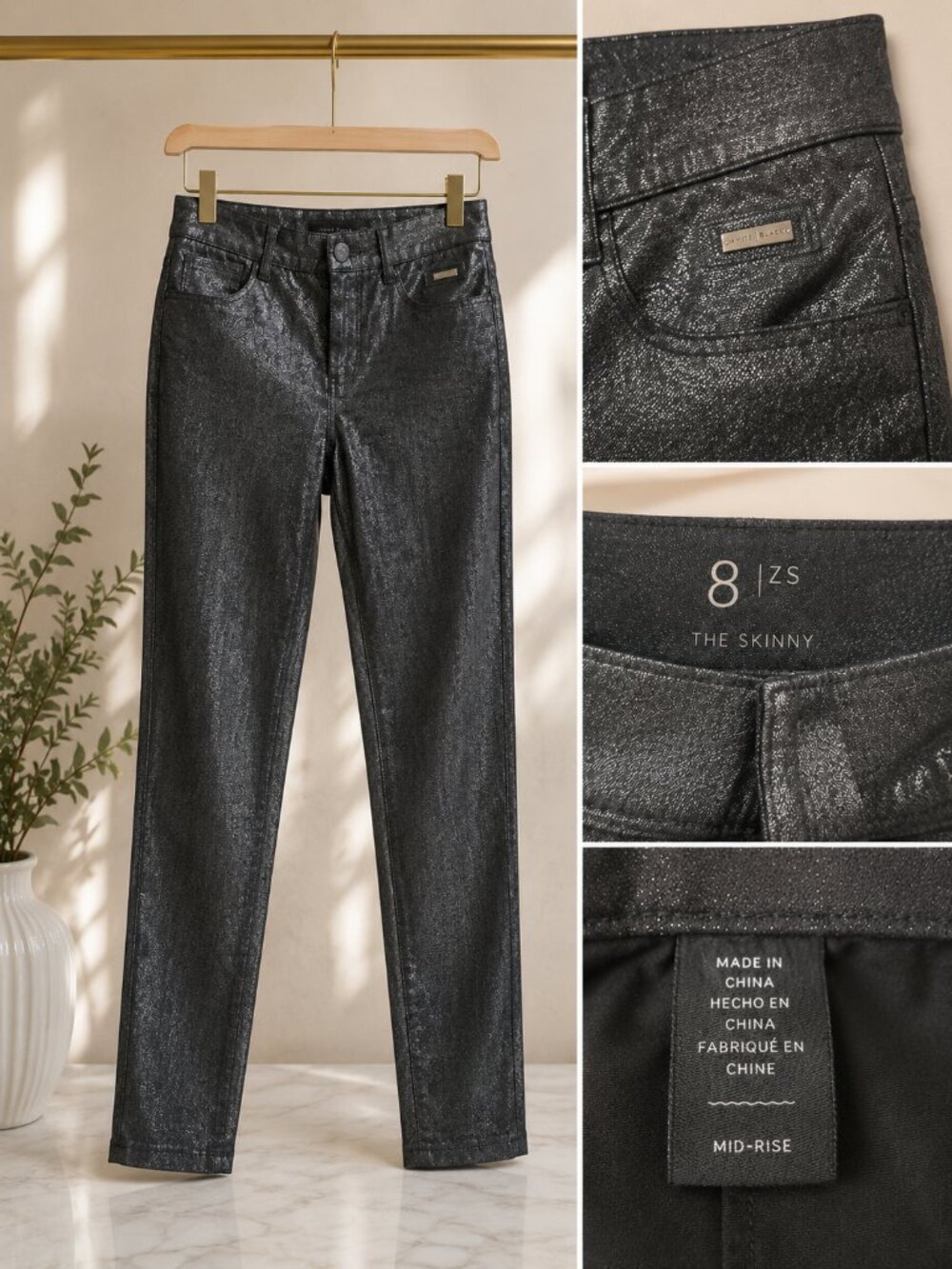 White House Black Market The Skinny Metallic Pants Size 8 Mid Rise